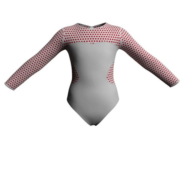 body danza maniche lunghe con inserto pois dama animal pda1102