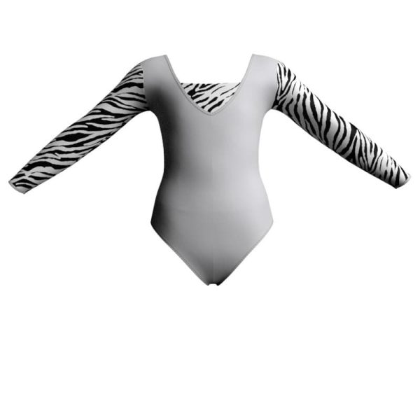 body danza maniche lunghe con inserto pois dama animal pda2532t