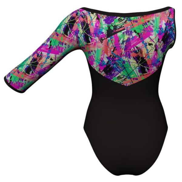 body danza monospalla con inserto fantasia pfa105sst1