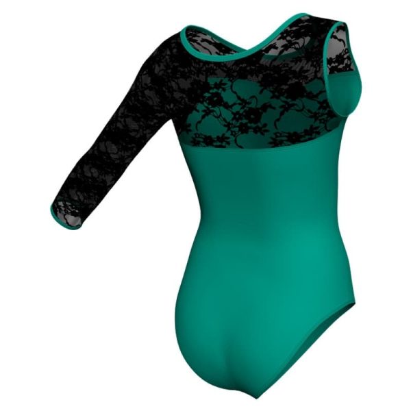 body danza monospalla con inserto in rete o pizzo plp1019sst1