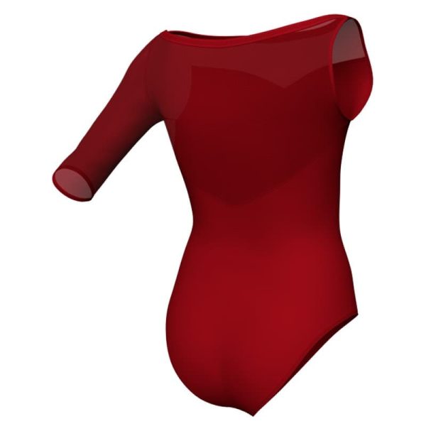 body danza monospalla con inserto in rete o pizzo plp105sst3