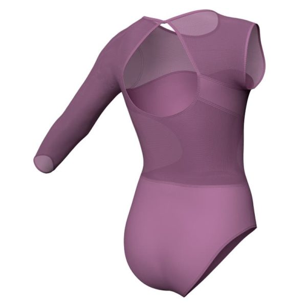 body danza monospalla con inserto in rete o pizzo plp110sst1