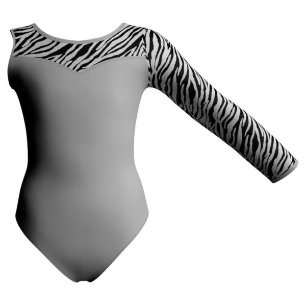 body danza monospalla con inserto pois dama animal pda1019sst