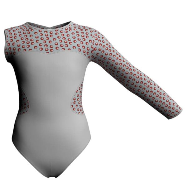 body danza monospalla con inserto pois dama animal pda110sst2