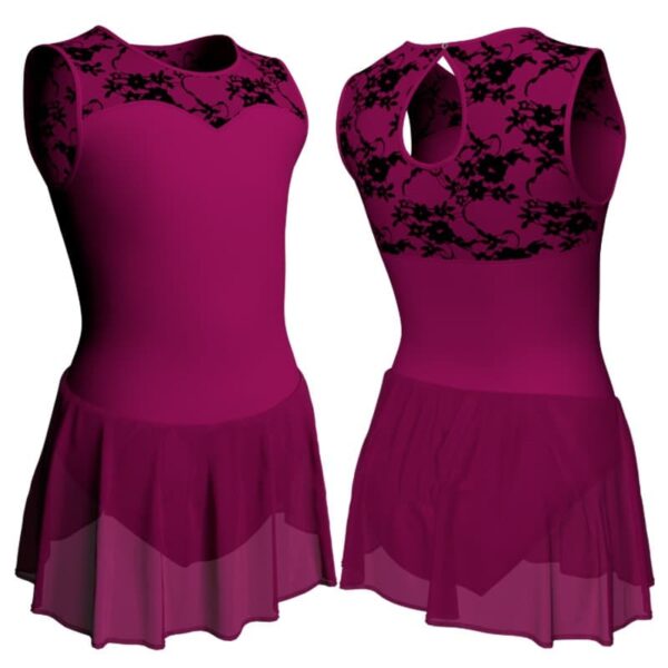 body danza senza maniche con inserto belen pro e gonnellino in chiffon sk1lbc238