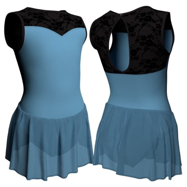 body danza senza maniche con inserto belen pro e gonnellino in chiffon sk1lbc30141