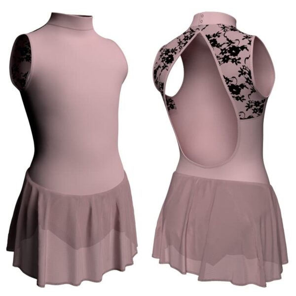 body danza senza maniche con inserto belen pro e gonnellino in chiffon sk1lbc510t1