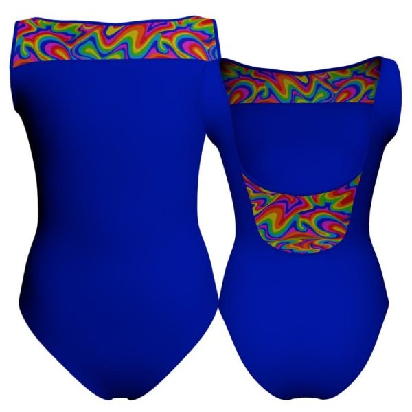 body danza senza maniche con inserto fantasia pfa1002