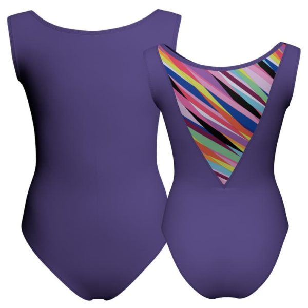 body danza senza maniche con inserto fantasia pfa1003