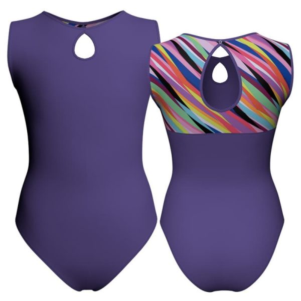 body danza senza maniche con inserto fantasia pfa1041