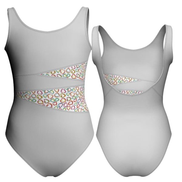 body danza senza maniche con inserto fantasia pfa1201