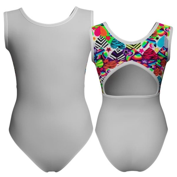 body danza senza maniche con inserto fantasia pfa2231