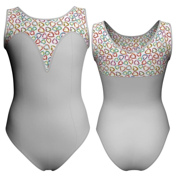 body danza senza maniche con inserto fantasia pfa28191