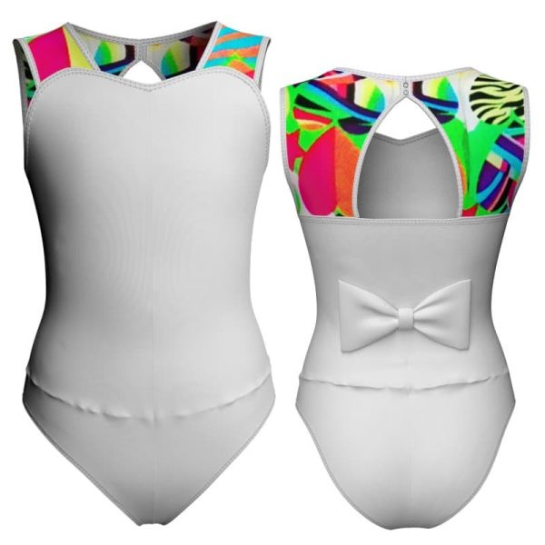 body danza senza maniche con inserto fantasia pfam1001