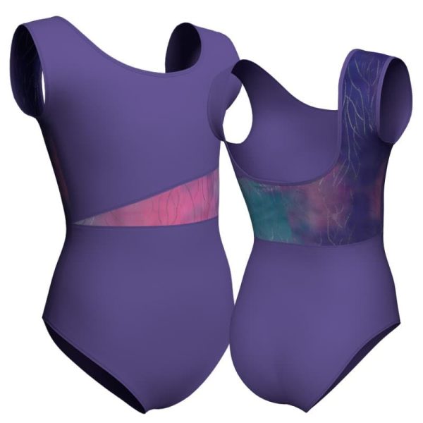 body danza senza maniche con inserto in lurex plx236