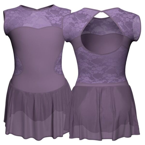 body danza senza maniche con inserto in rete o pizzo e gonnellino in chiffon sk1lpc110ss1