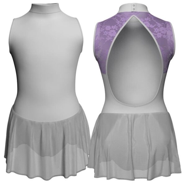 body danza senza maniche con inserto in rete o pizzo e gonnellino in chiffon sk1lpc510t1