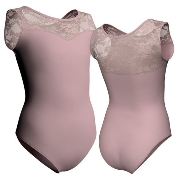 body danza senza maniche con inserto in rete o pizzo plp1019t