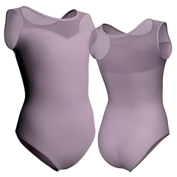 body danza senza maniche con inserto in rete o pizzo plp1019t1