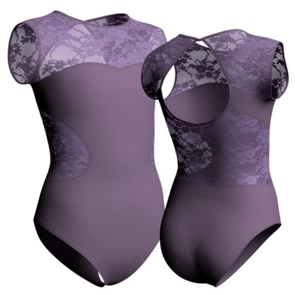 body danza senza maniche con inserto in rete o pizzo plp110ss