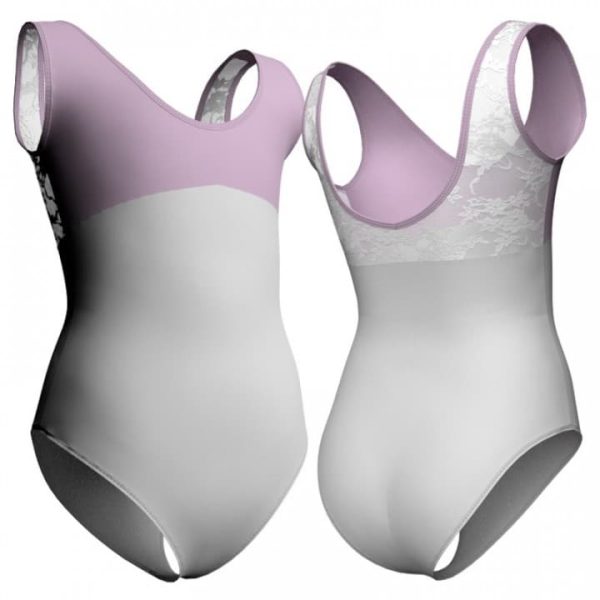 body danza senza maniche con inserto in rete o pizzo plp124