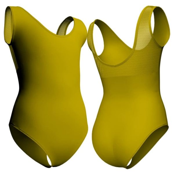 body danza senza maniche con inserto in rete o pizzo plp1244