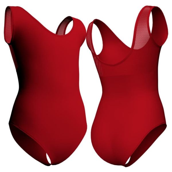 body danza senza maniche con inserto in rete o pizzo plp1245