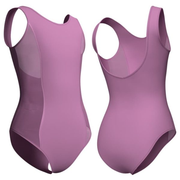 body danza senza maniche con inserto in rete o pizzo plp2033