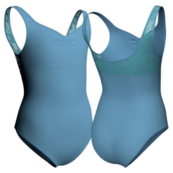 body danza senza maniche con inserto in rete o pizzo plp2397