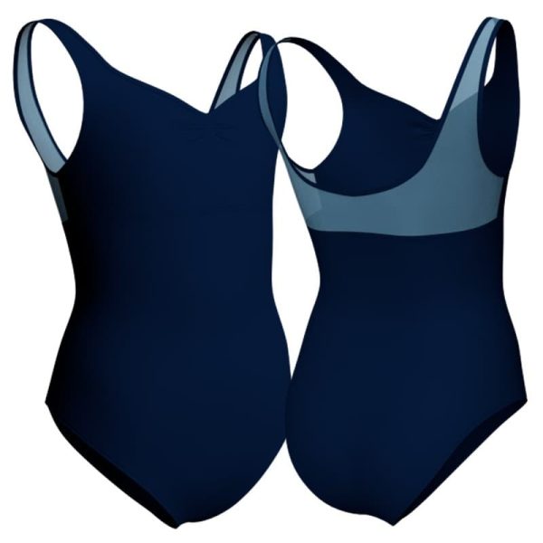 body danza senza maniche con inserto in rete o pizzo plp2398