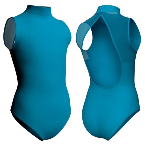 body danza senza maniche con inserto in rete o pizzo plp510t1