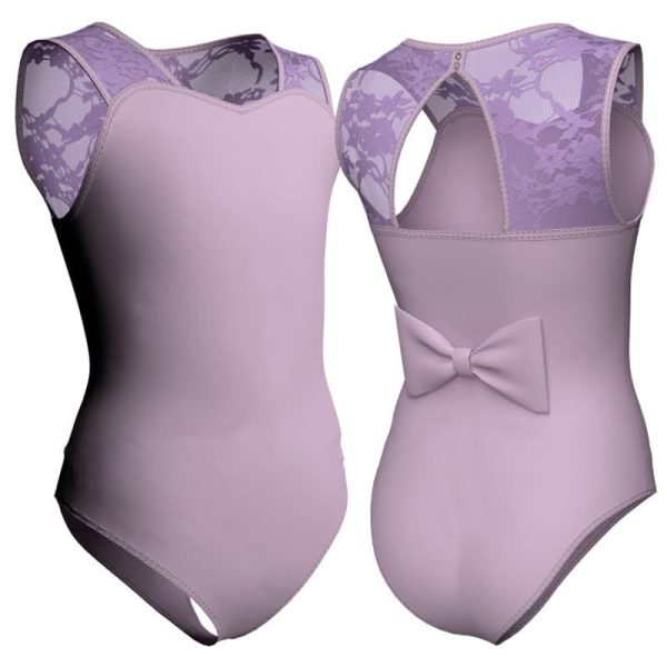 body danza senza maniche con inserto in rete o pizzo plpm1001