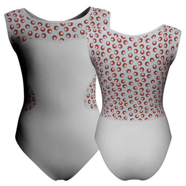 body danza senza maniche con inserto pois dama animal pda1001ss1