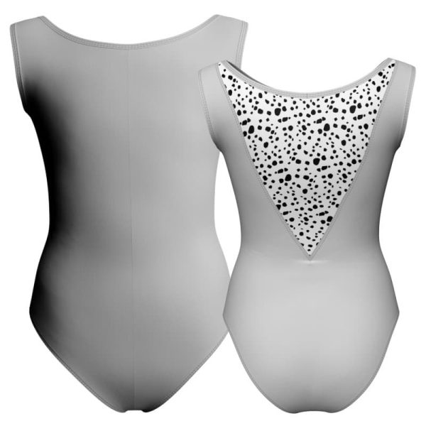 body danza senza maniche con inserto pois dama animal pda1003