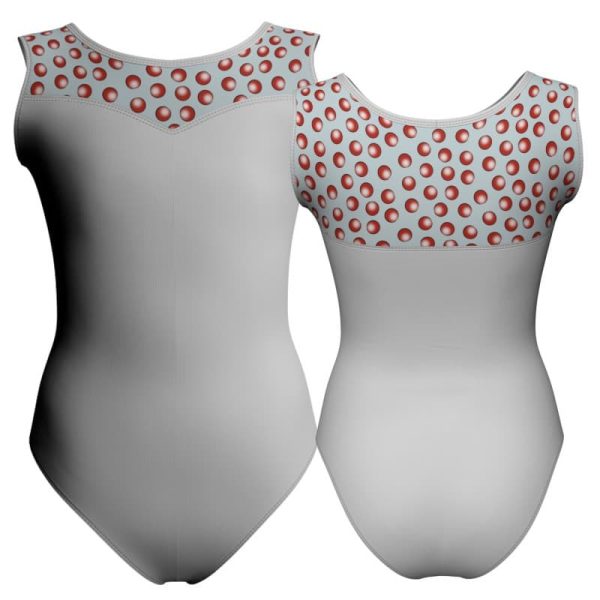 body danza senza maniche con inserto pois dama animal pda1019t1