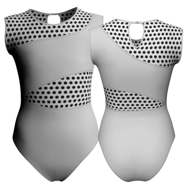 body danza senza maniche con inserto pois dama animal pda108sst1