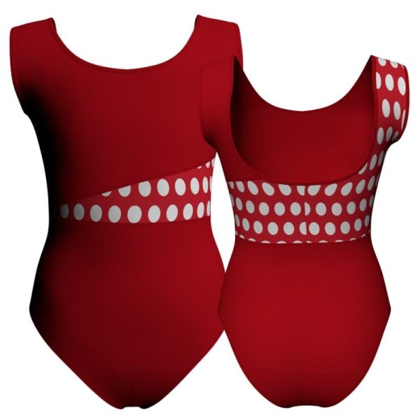 body danza senza maniche con inserto pois dama animal pda236