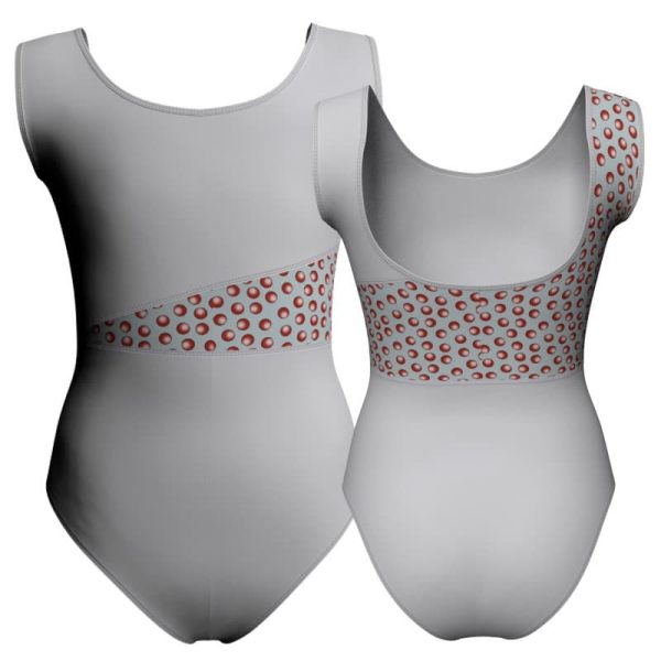 body danza senza maniche con inserto pois dama animal pda2361