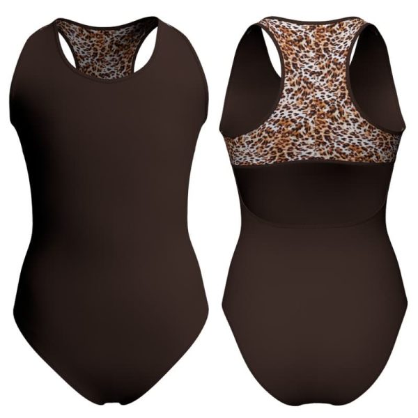 body danza senza maniche con inserto pois dama animal pda2371