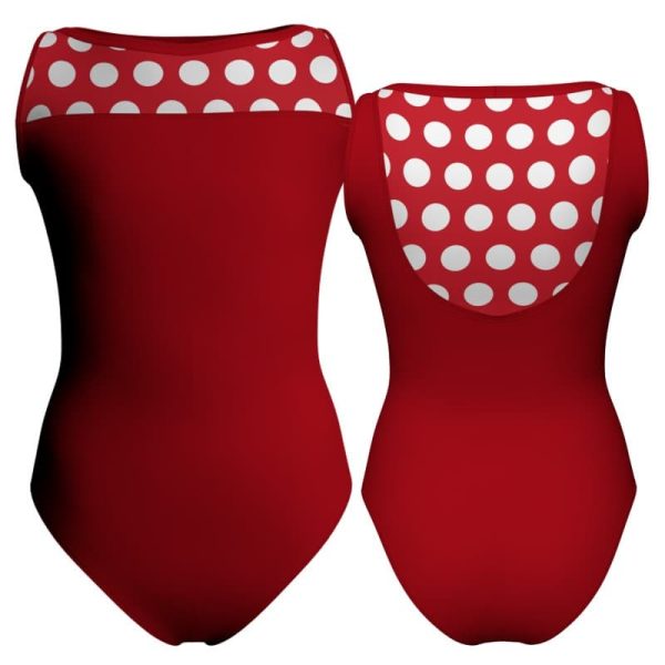 body danza senza maniche con inserto pois dama animal pda3012