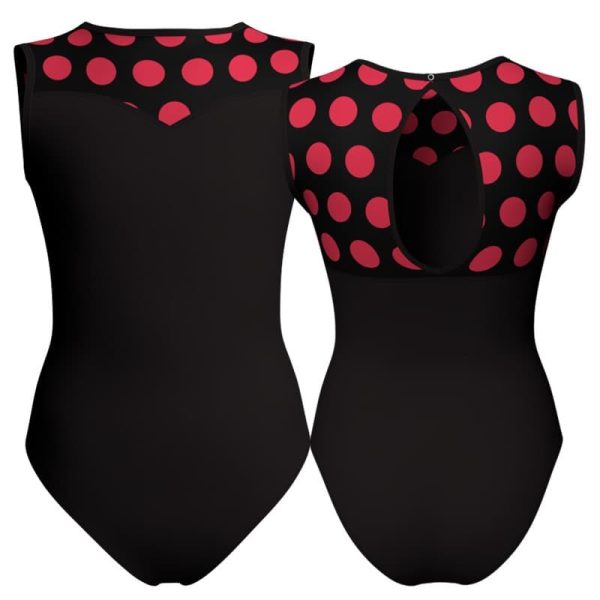 body danza senza maniche con inserto pois dama animal pda3014