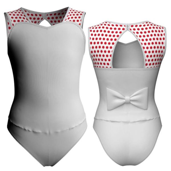 body danza senza maniche con inserto pois dama animal pdam10011