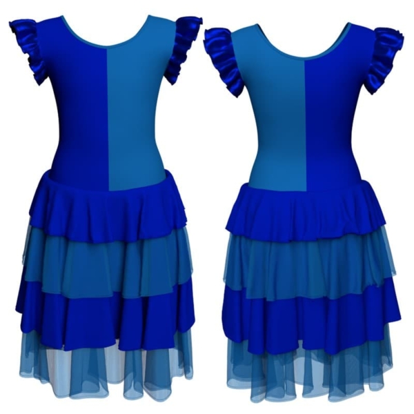 costume balletto bicolore con inserto e maniche a volant yui2801