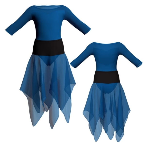 costume balletto bicolore maniche 3 4 con inserto in rete o pizzo vej105