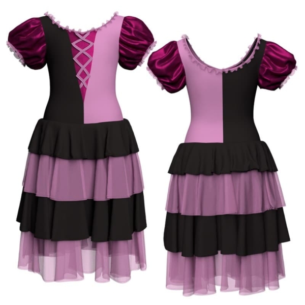 costume balletto bicolore maniche a palloncino con inserto in lurex yui2612