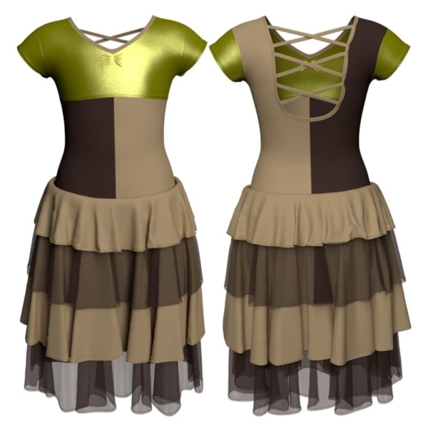 costume balletto bicolore maniche aletta con inserto in lurex yui3008t1