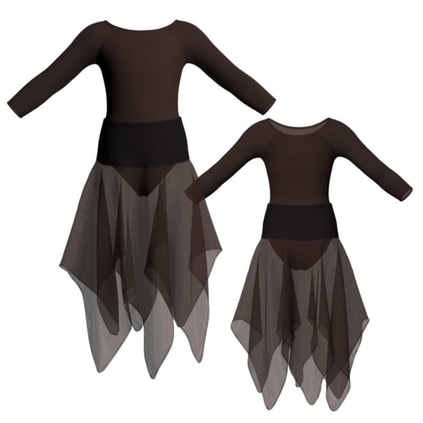 costume balletto bicolore maniche lunghe con inserto in rete o pizzo vej2051