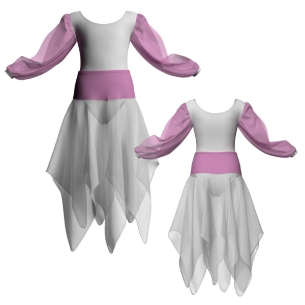 costume balletto bicolore maniche lunghe con inserto in rete o pizzo vej2633