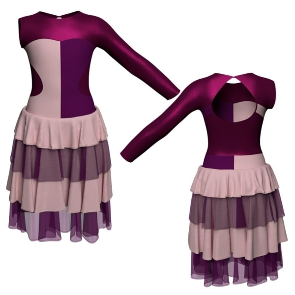 costume balletto bicolore monospalla con inserto in lurex yui110sst