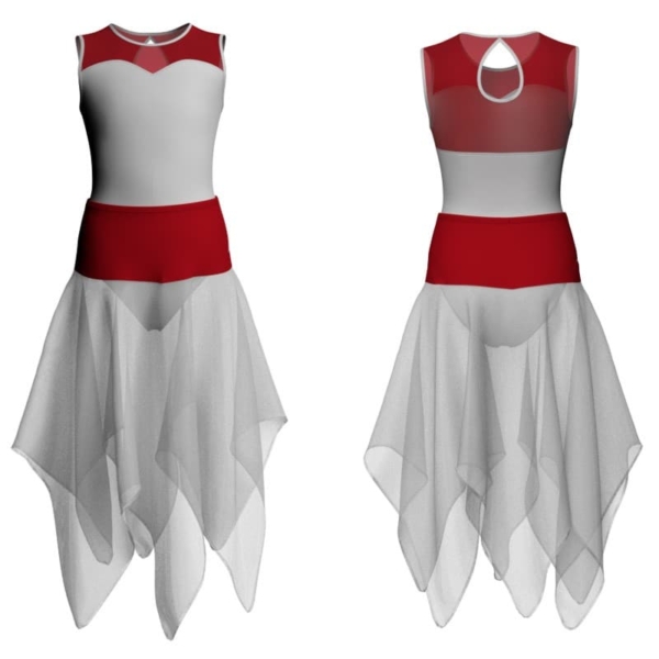 costume balletto bicolore senza maniche con inserto in rete o pizzo vej2381